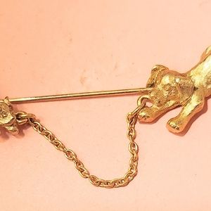 Dogs Playing Jabot Pin by AvonCute as can be jabot style pin in gold tone metal.